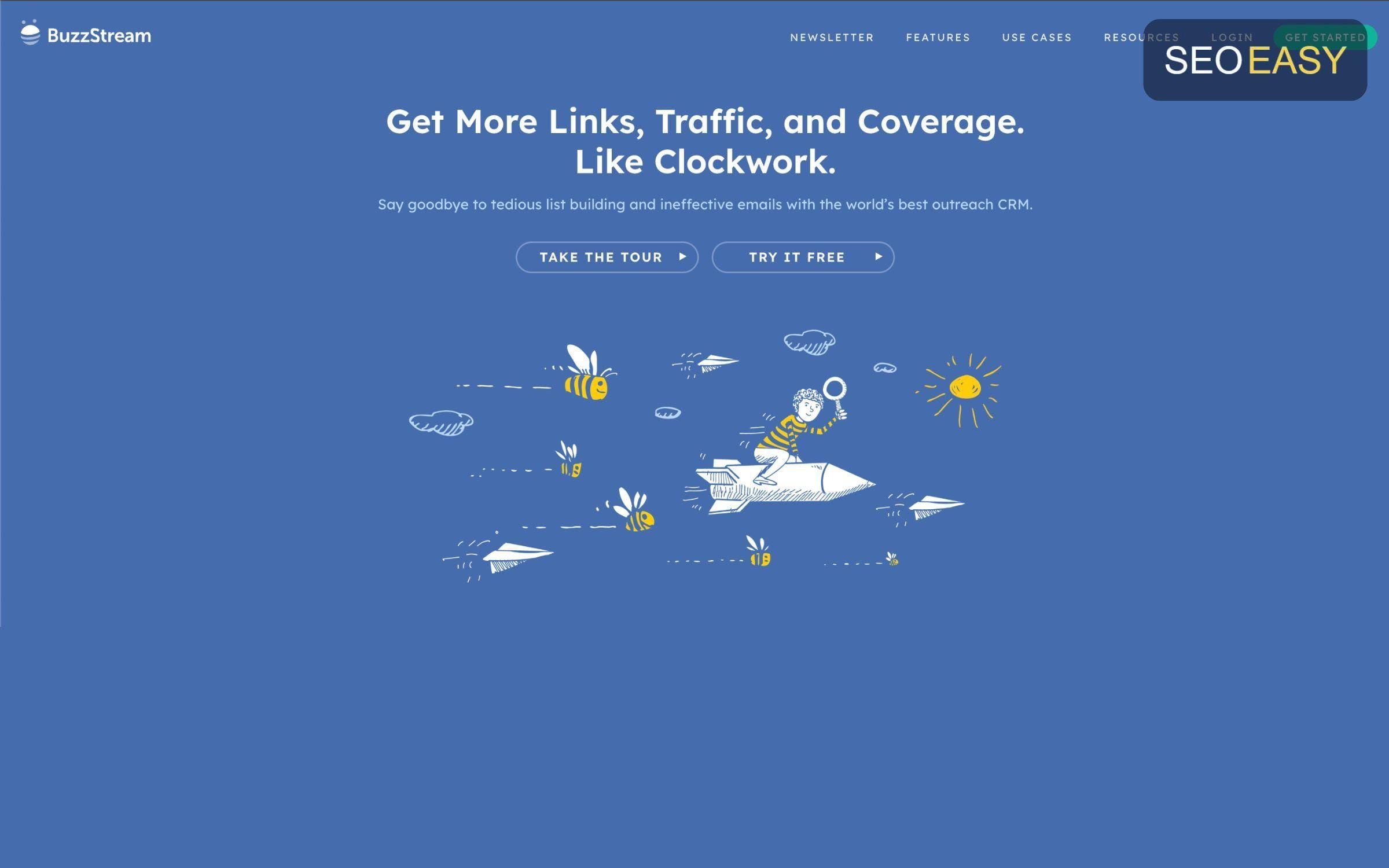 Giao diện chính trang web của BuzzStream