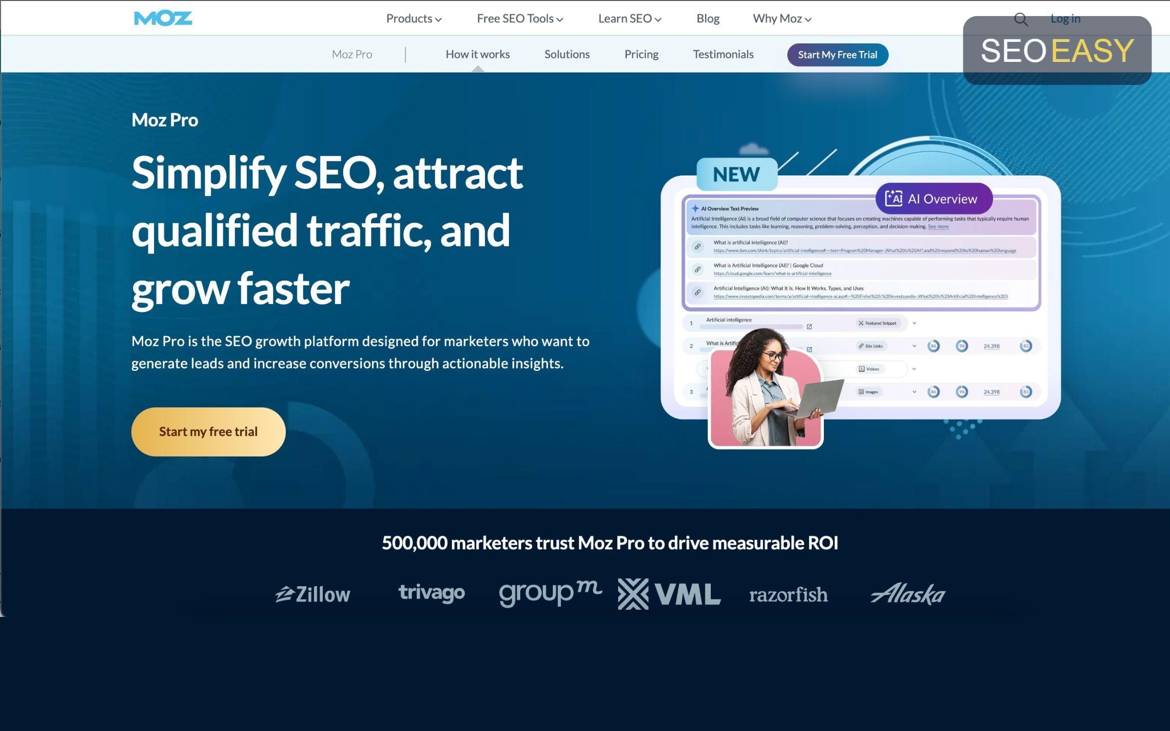 Giao diện công cụ Moz Pro 