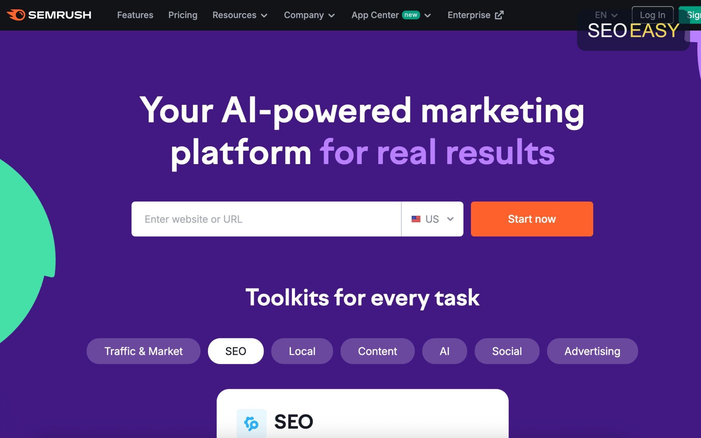 Giao diện của SEMrush thân thiện với SEOer, dễ dàng sử dụng 