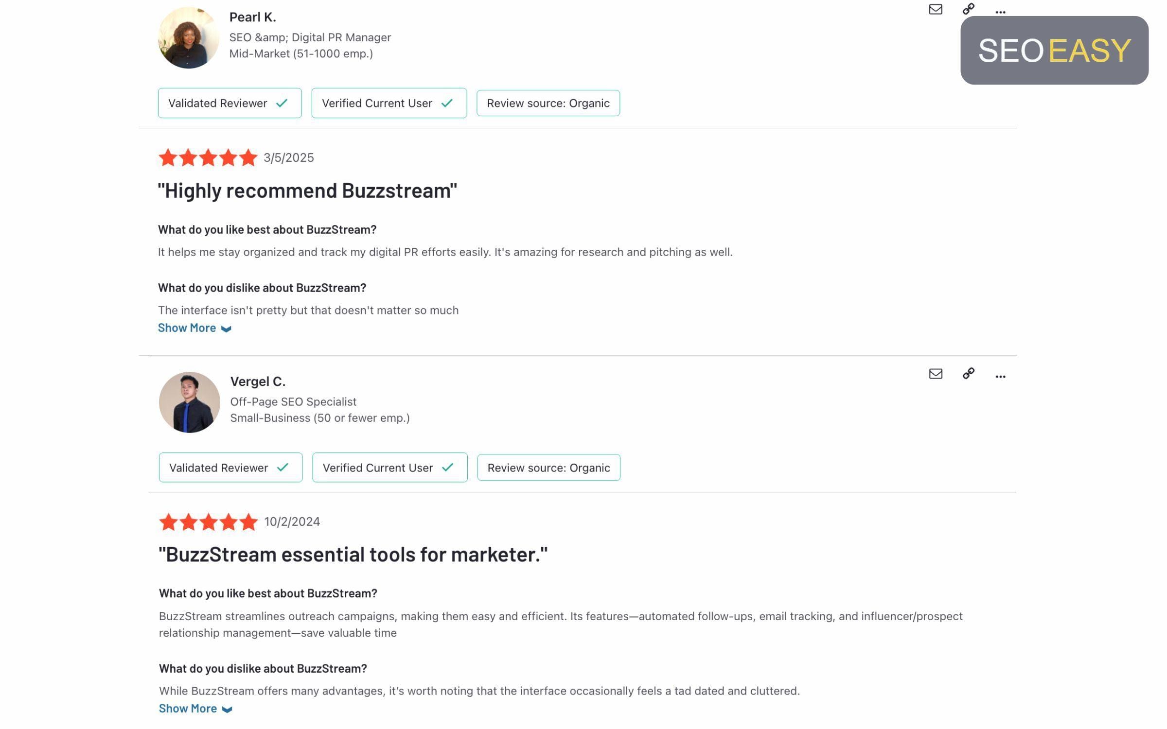 Người dùng đánh giá cao BuzzStream trên nền tảng G2 Review 